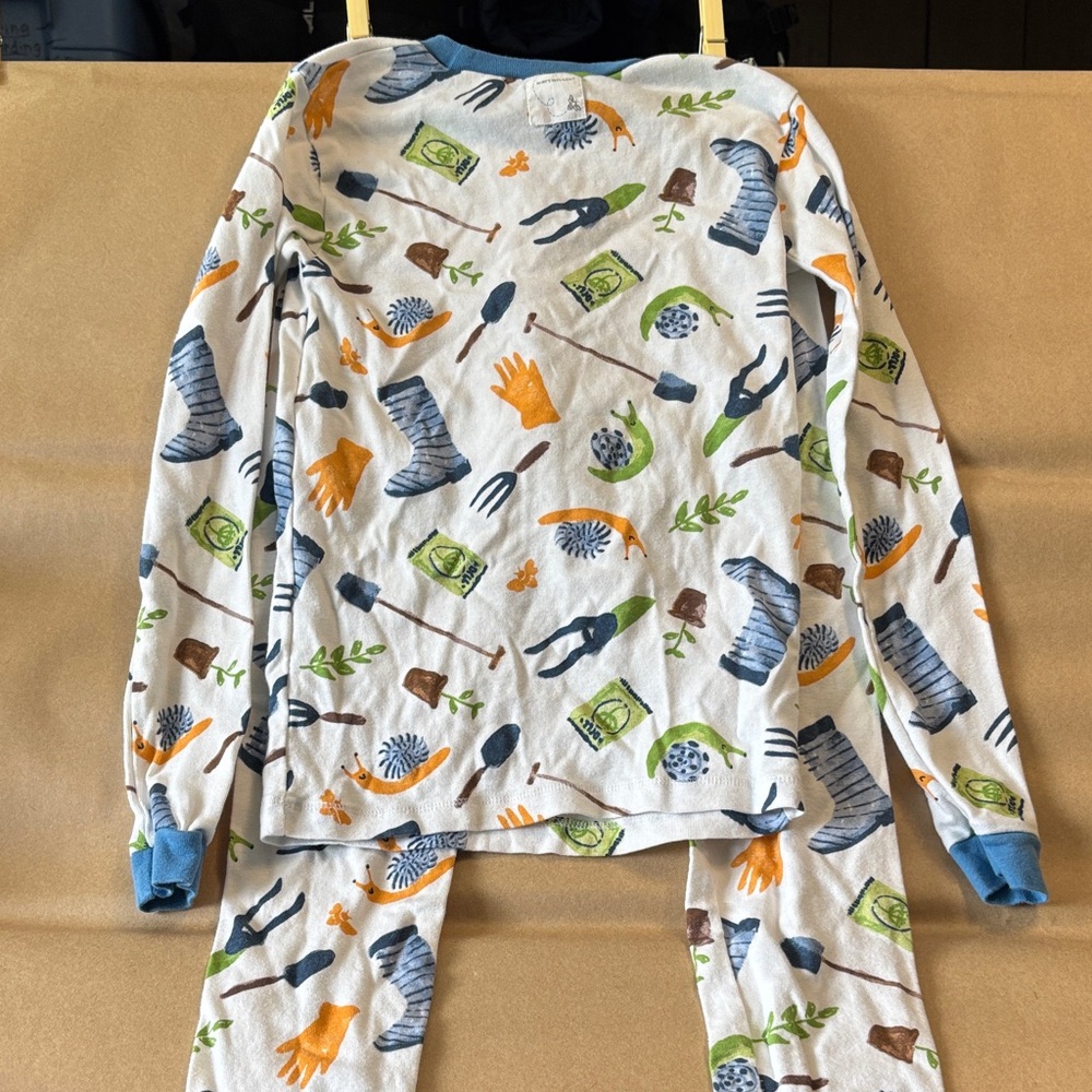 Burt's Bees Kids Snug Fit Gardening Theme Pajama Set, Blue and Orange, size 10 - Picture 5 of 6